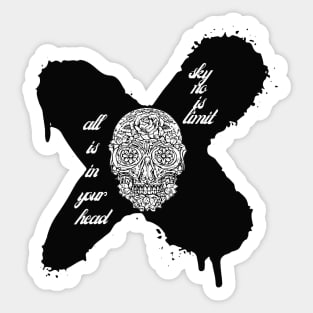 skull, the sky has no limits, it's all in your head Sticker